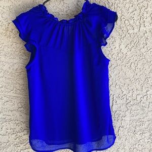 Monteau women’s size small royal blue sleeveless ruffle blouse
